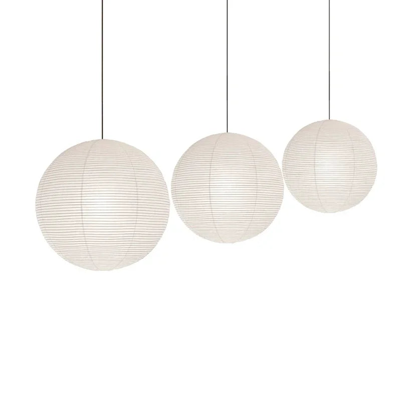 Nordic Wabi Sabi Wind Round Rice Paper Led Pendant Lights Living Dining Room Bedroom Loft Restaurant Bar Home Decor Chandelier