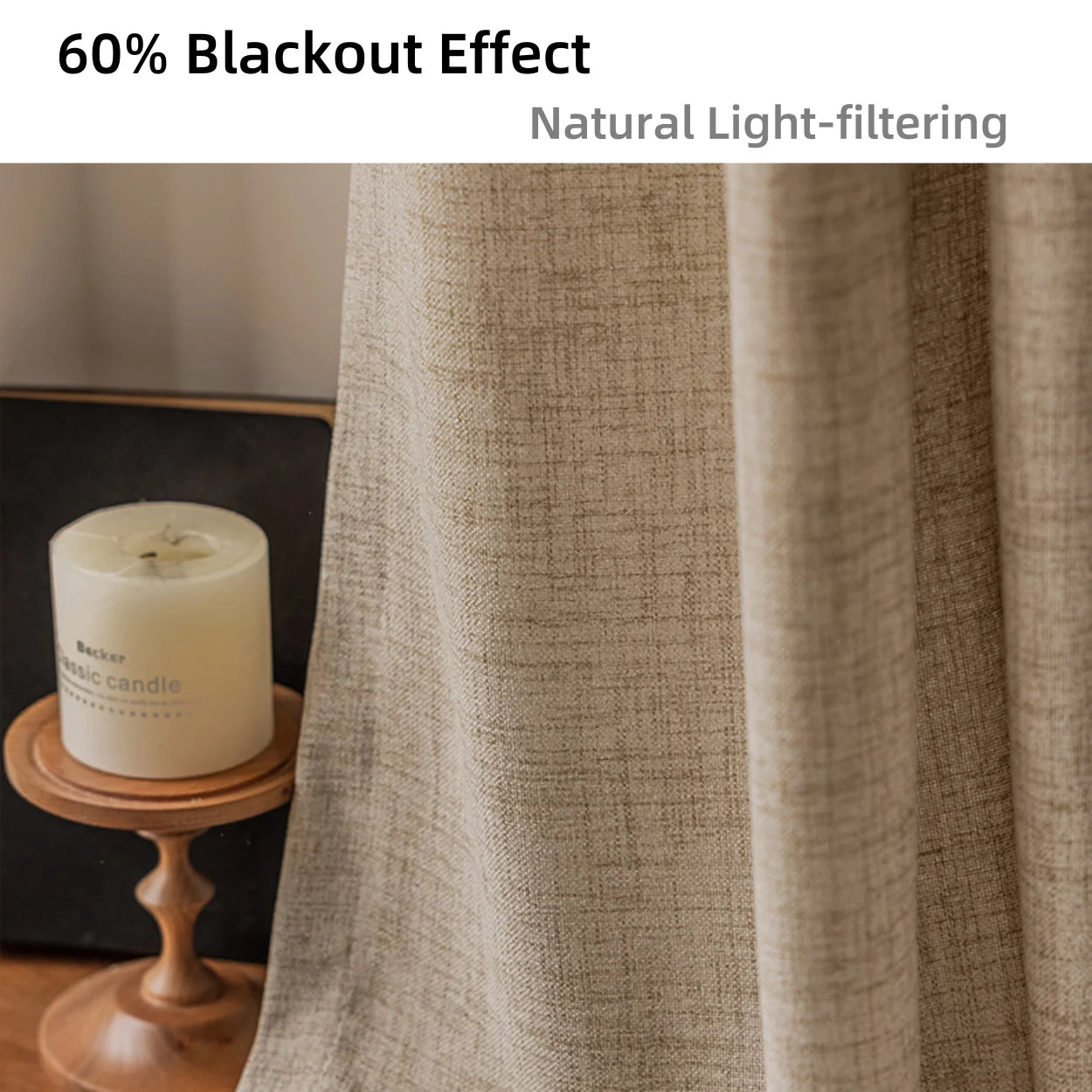 Natural Linen Curtains 1 PC