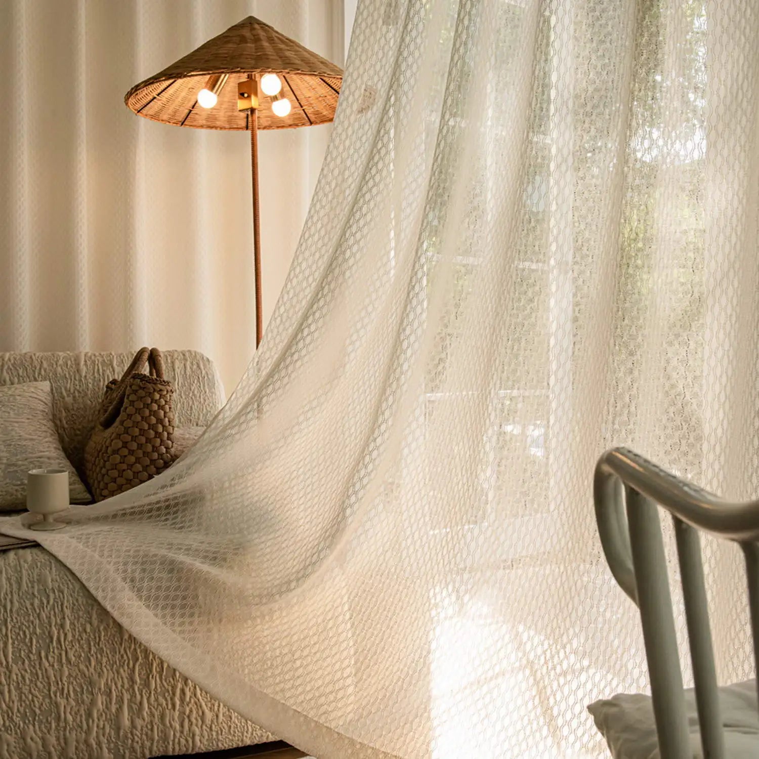 Lux Embroidered Tulle Curtain 1PC