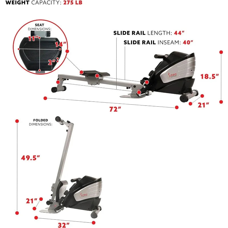 Sunny Health & Fitness Rowing Machine with Optional Magnetic Rower or Air Rower Exclusive SunnyFit App