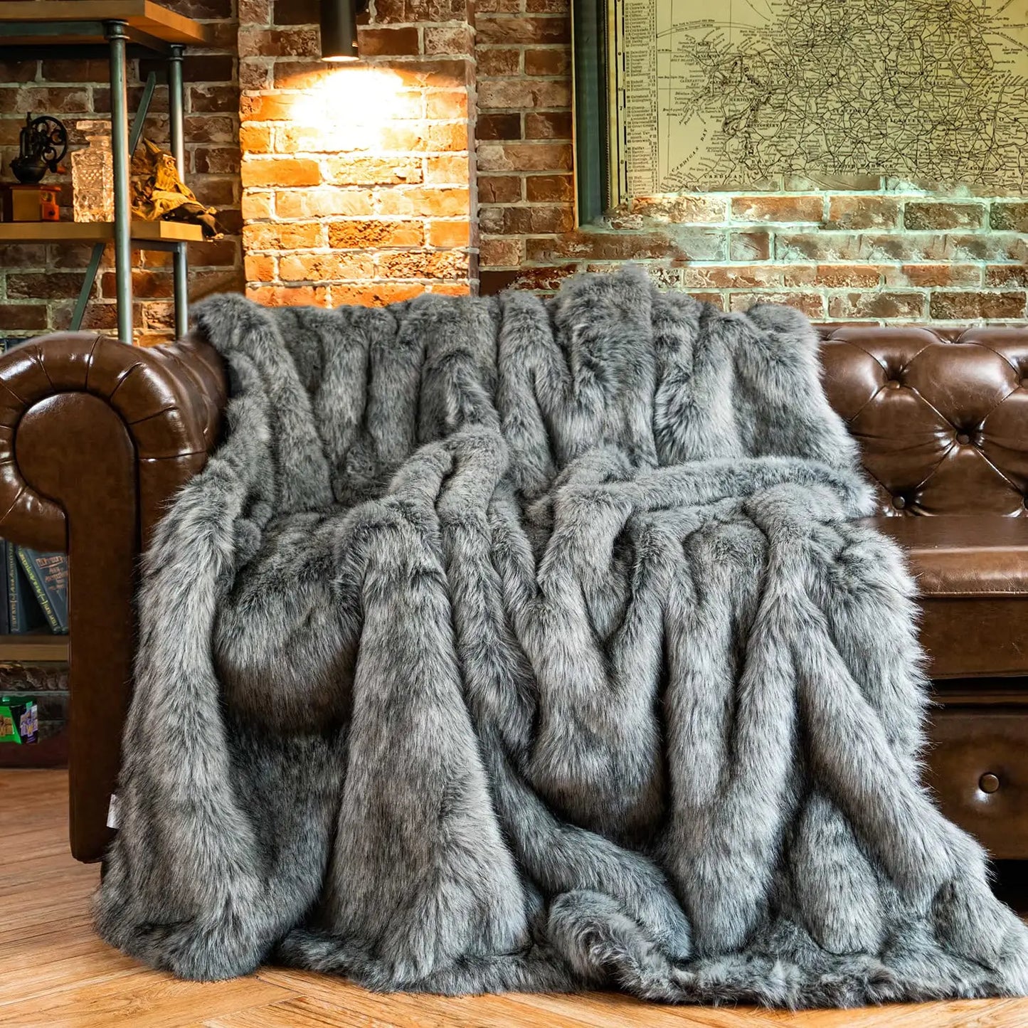 LUX Heavy Faux Fur Throw Blanket