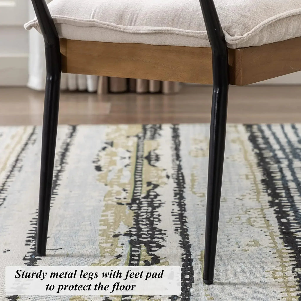 Retro Minimalist Chenille Fabric Dining Table Bench Footstool Entryway Shoe,Modern Rectangle Bench with Arms and Metal Legs