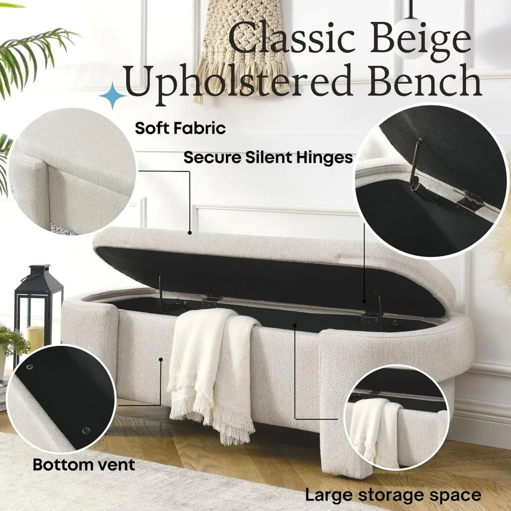 Lux Linen Oval Storage Bench