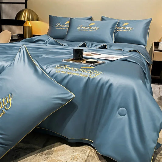 Summer Cooling Quilted Blanket Breathable Thin Air-condition Quilt Home Single Double Lightweight Comforter Duvet Bed Bedspread