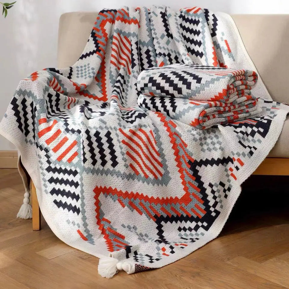 Soft Cozy Cable Knitted Blanket Throw, Lightweight Decorative Textured Throw Blanket with Fringes for Couch Chairs Bed Sofa