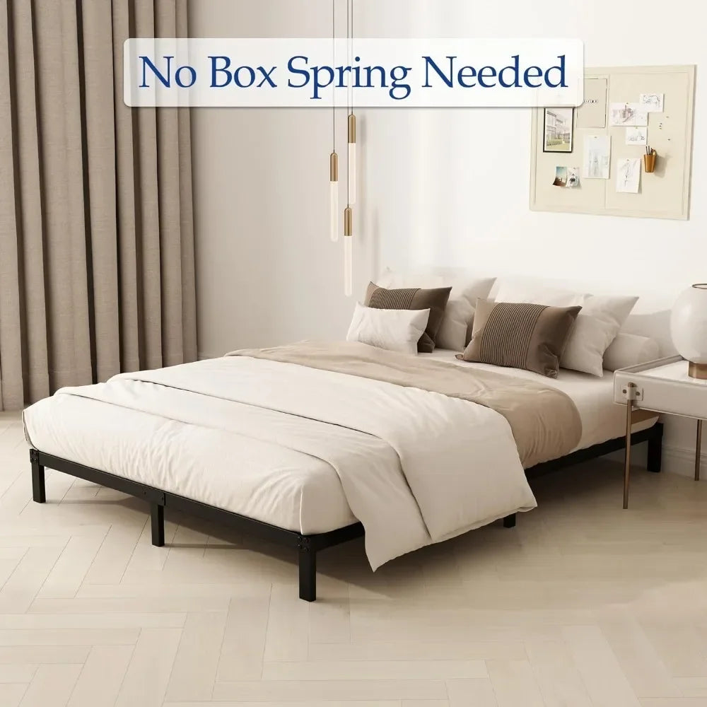 8 Inch California King Bed Frames, Heavy Duty Metal Platform Bed Frame No Box Spring Needed, Noise Free, Easy Assembly, Black