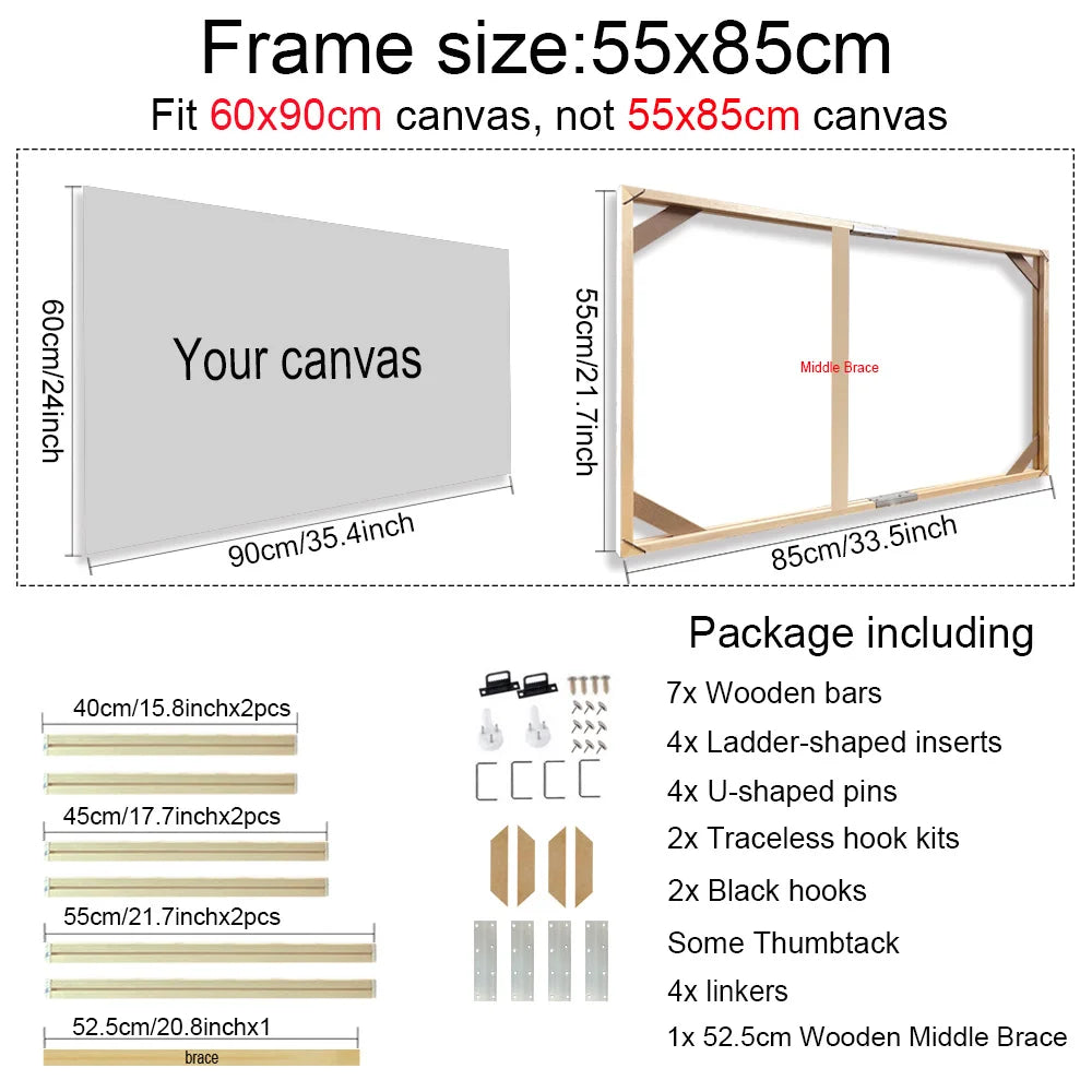 30x40 40x50 60x90cm Canvas Frame Wooden Frames Wooden Photo Oil Painting Canvas Diamond Painting Frames Canvas Wood Wall Frame