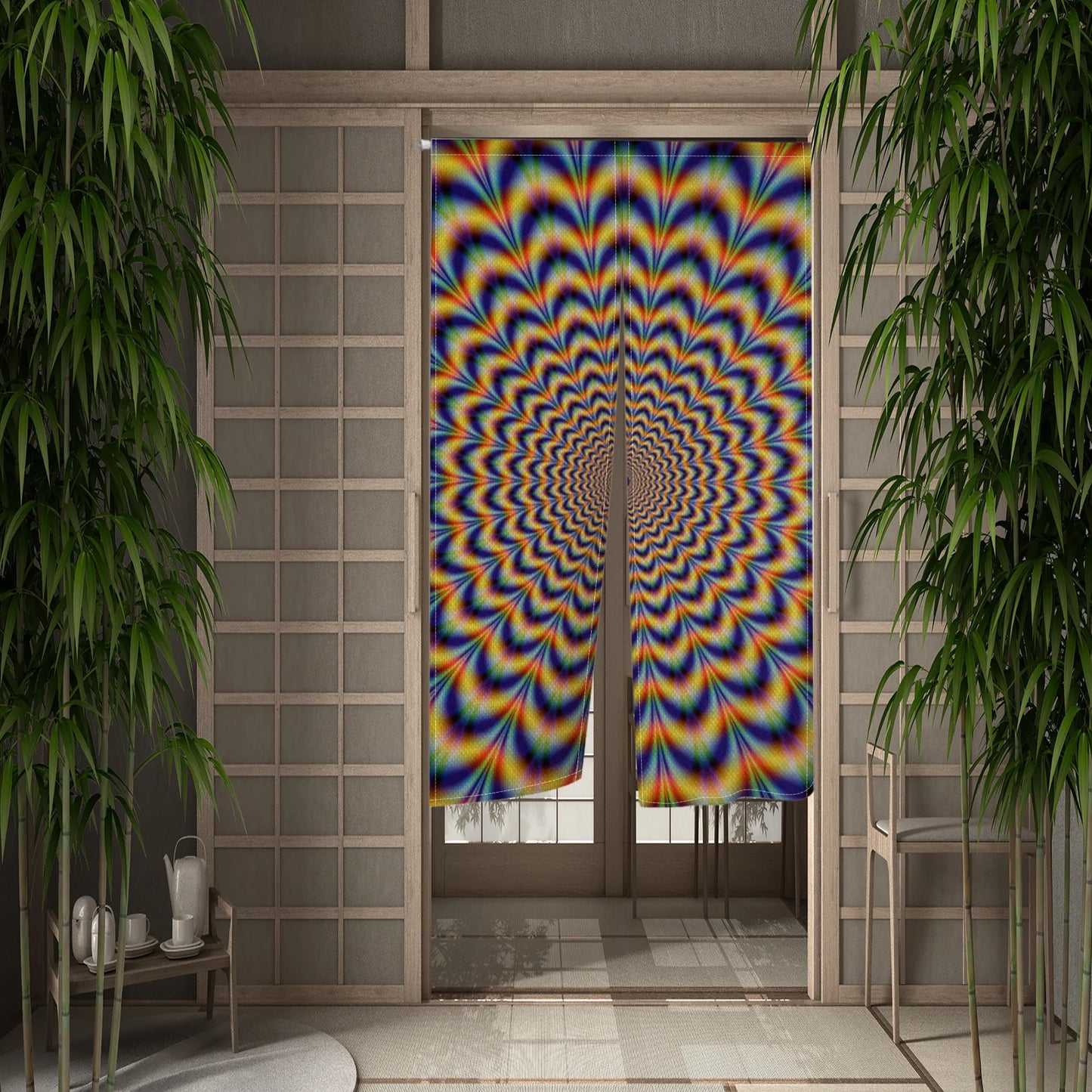 Psychedelic Mandala Pattern Door Curtain Dining Room Kitchen Door Curtain Partition Curtain Drape Entrance Hanging Half-Curtains