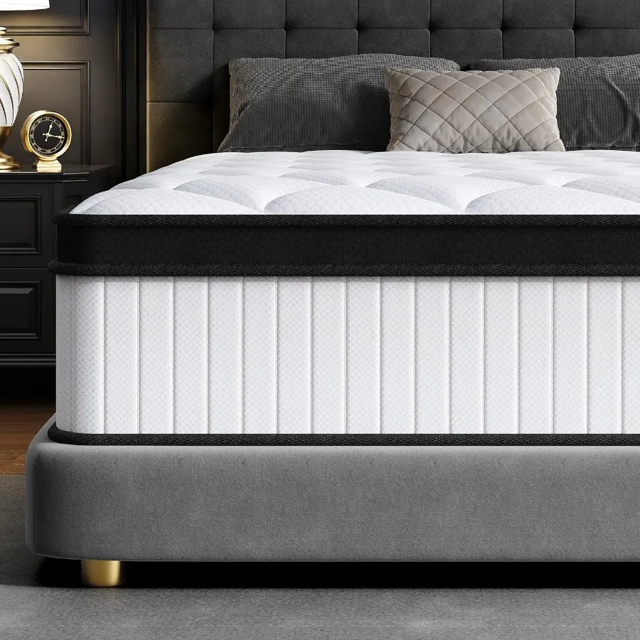 King Size Mattress 12 Inch King Mattress in a Box with Memory Foam and Individual Pocket Springs Motion Isolation Pressure Reli