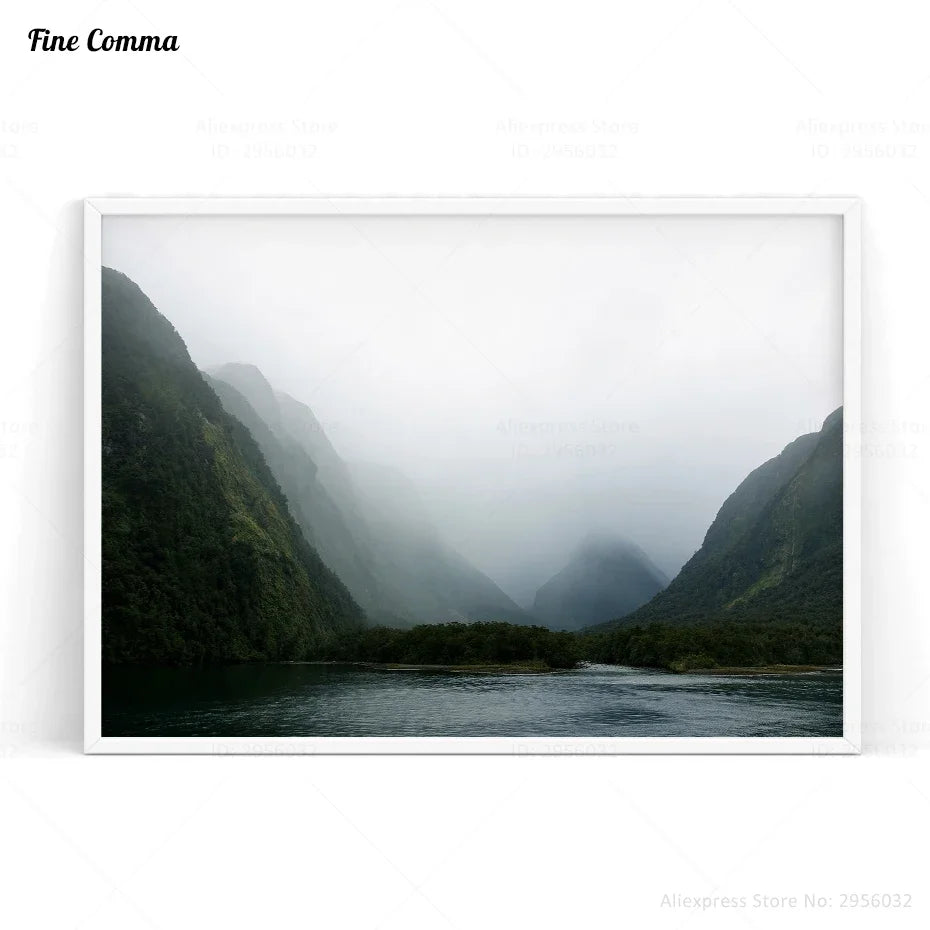 Posters and Prints Foggy Landscape Poster Scandinavian Decor Nordic Art Wall Picture for Living Room Wall Art Canvas Print