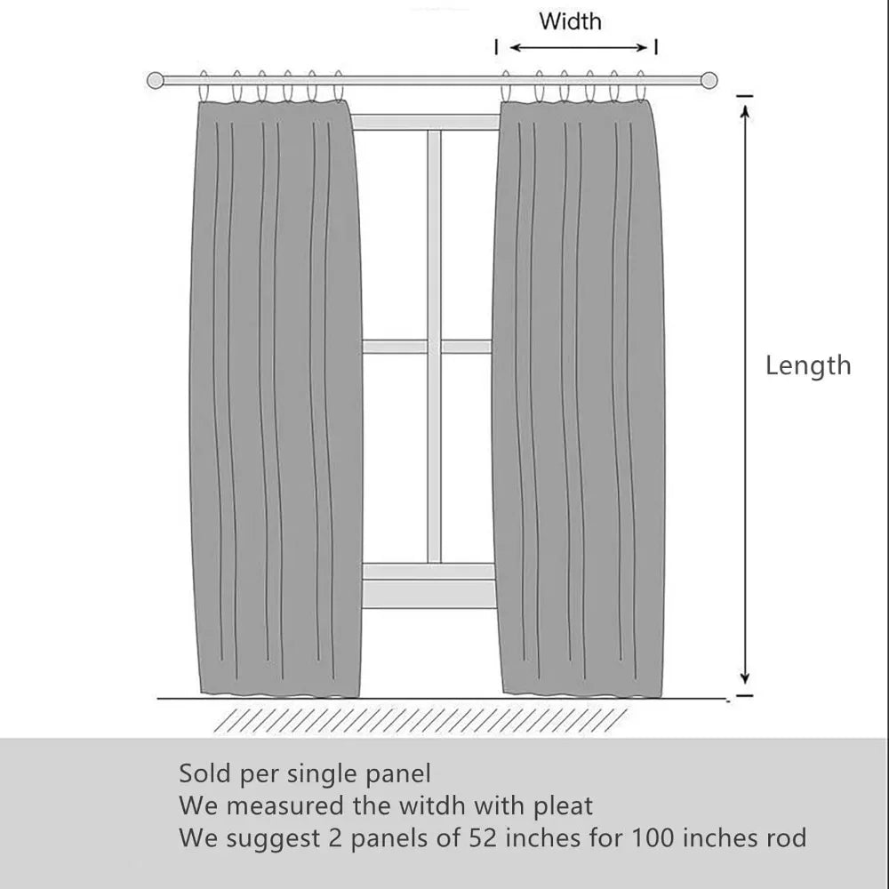 Pinch Pleat Curtain, Light Filtering Linen Curtain Drape Panel for Living Room and Silding Door