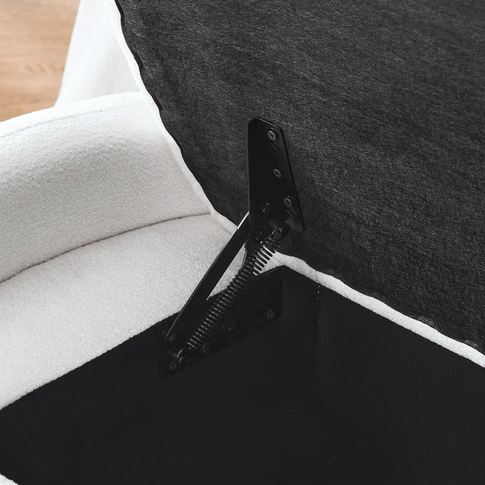 Oval Ottoman StorageBench Chenille Fabric Bench with Large Storage Space for The Living Room,Entryway and Bedroom Storage Bench