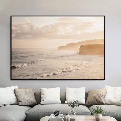 Fine Art Ocean Coast Poster Aesthetic Minimalist Surf Beach Sunset Oceascape Canvas Print Picture Wall Mural Home Bedroom Decor