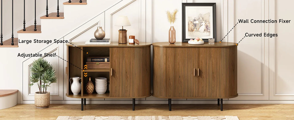 40" Sideboard Buffet Cabinet Storage Cabinet with Sliding Door Adjustable Shelf Modern Accent Coffee Bar Cabinet Console Table