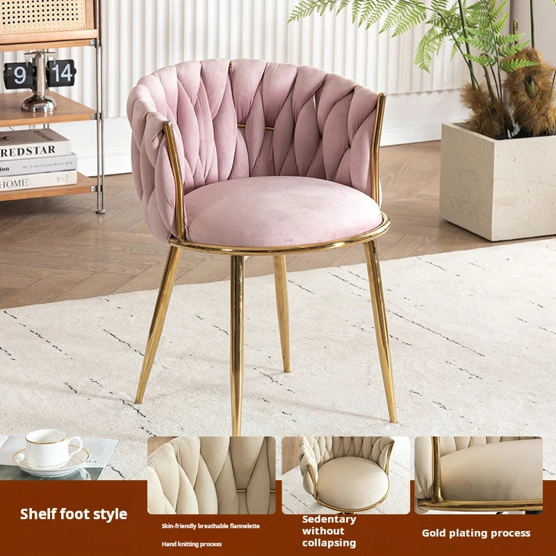Modern Armchairs For Living Room High Grade Flannel Bar Stool Bedroom Makeup Chair Back Lift Swivel Nail Dressing Chair