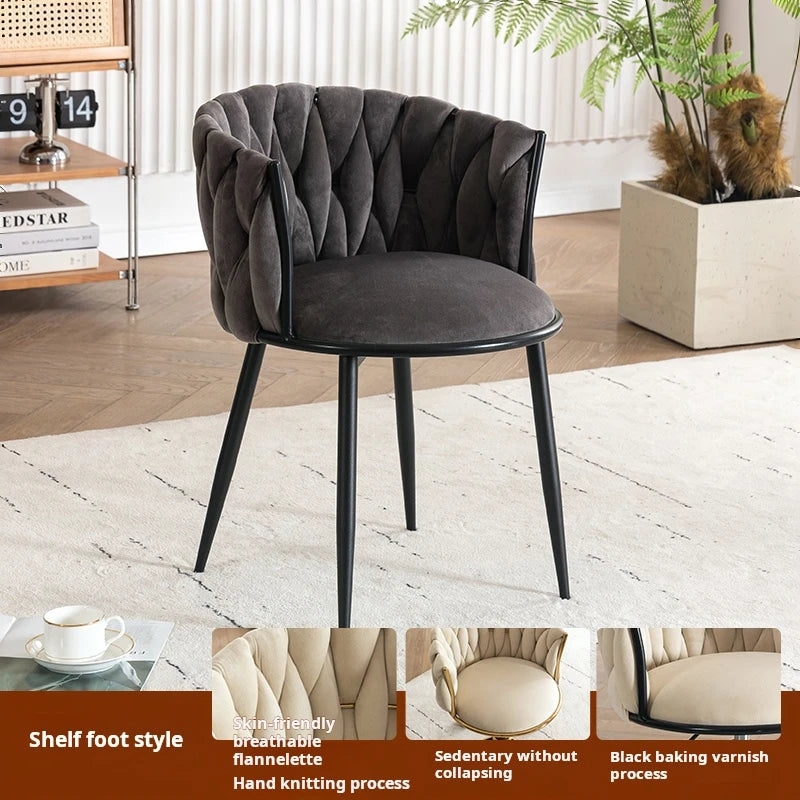 Modern Armchairs For Living Room High Grade Flannel Bar Stool Bedroom Makeup Chair Back Lift Swivel Nail Dressing Chair