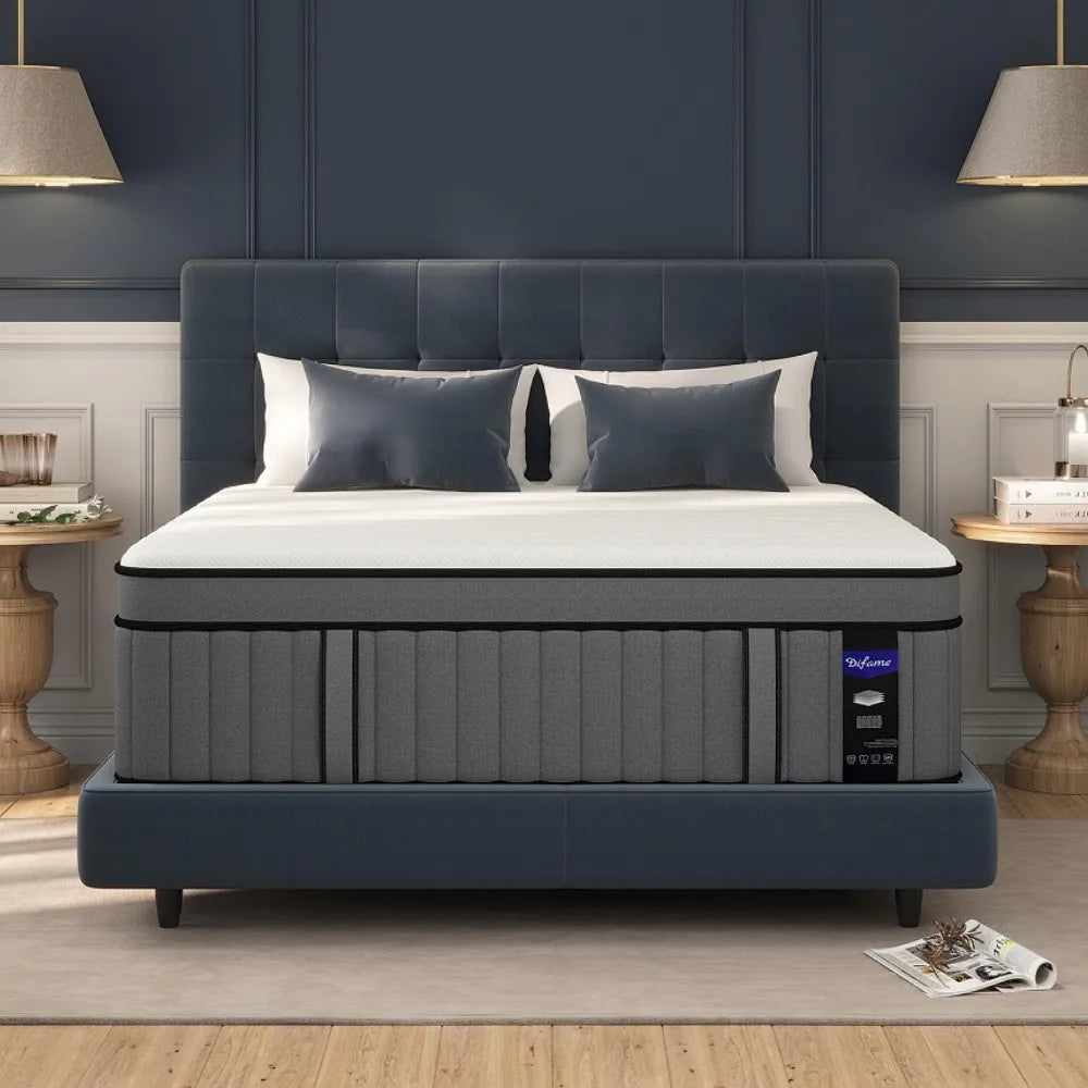 10 Inch Full Size Gel Memory Foam Hybrid Mattress with Pocketed Spring Support - Full Bed in a Box