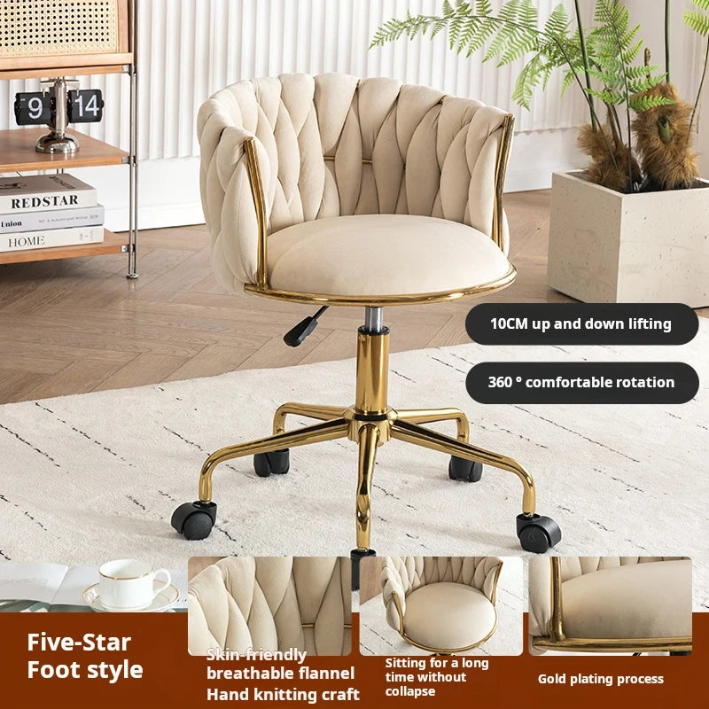 Modern Armchairs For Living Room High Grade Flannel Bar Stool Bedroom Makeup Chair Back Lift Swivel Nail Dressing Chair