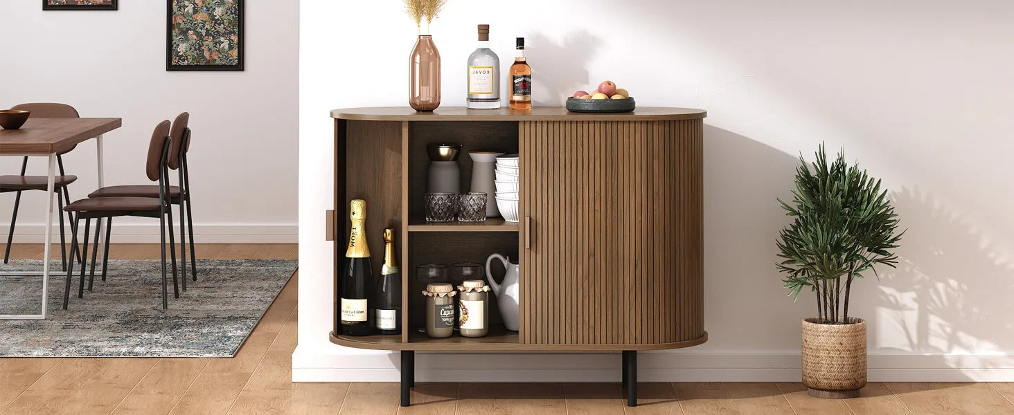 40" Sideboard Buffet Cabinet Storage Cabinet with Sliding Door Adjustable Shelf Modern Accent Coffee Bar Cabinet Console Table