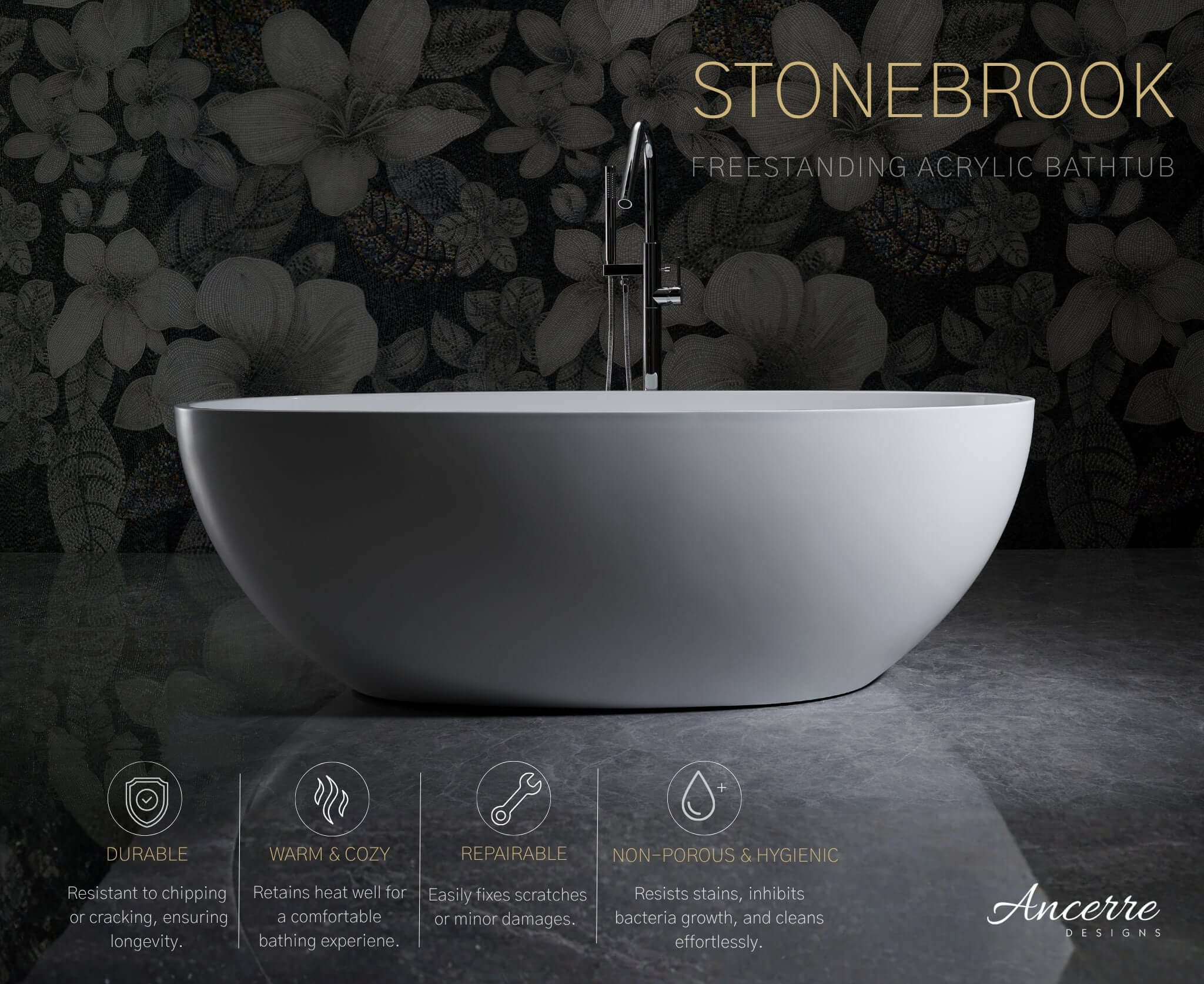 STONEBROOK Freestanding Acrylic Bathtub