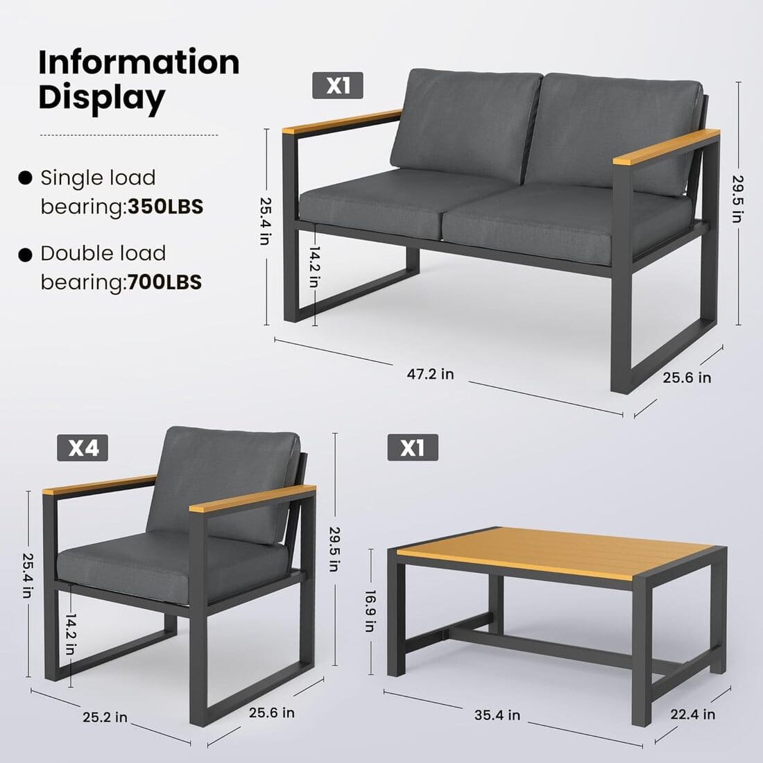 Pamapic Outdoor Sectional Sofa (6 Pieces)
