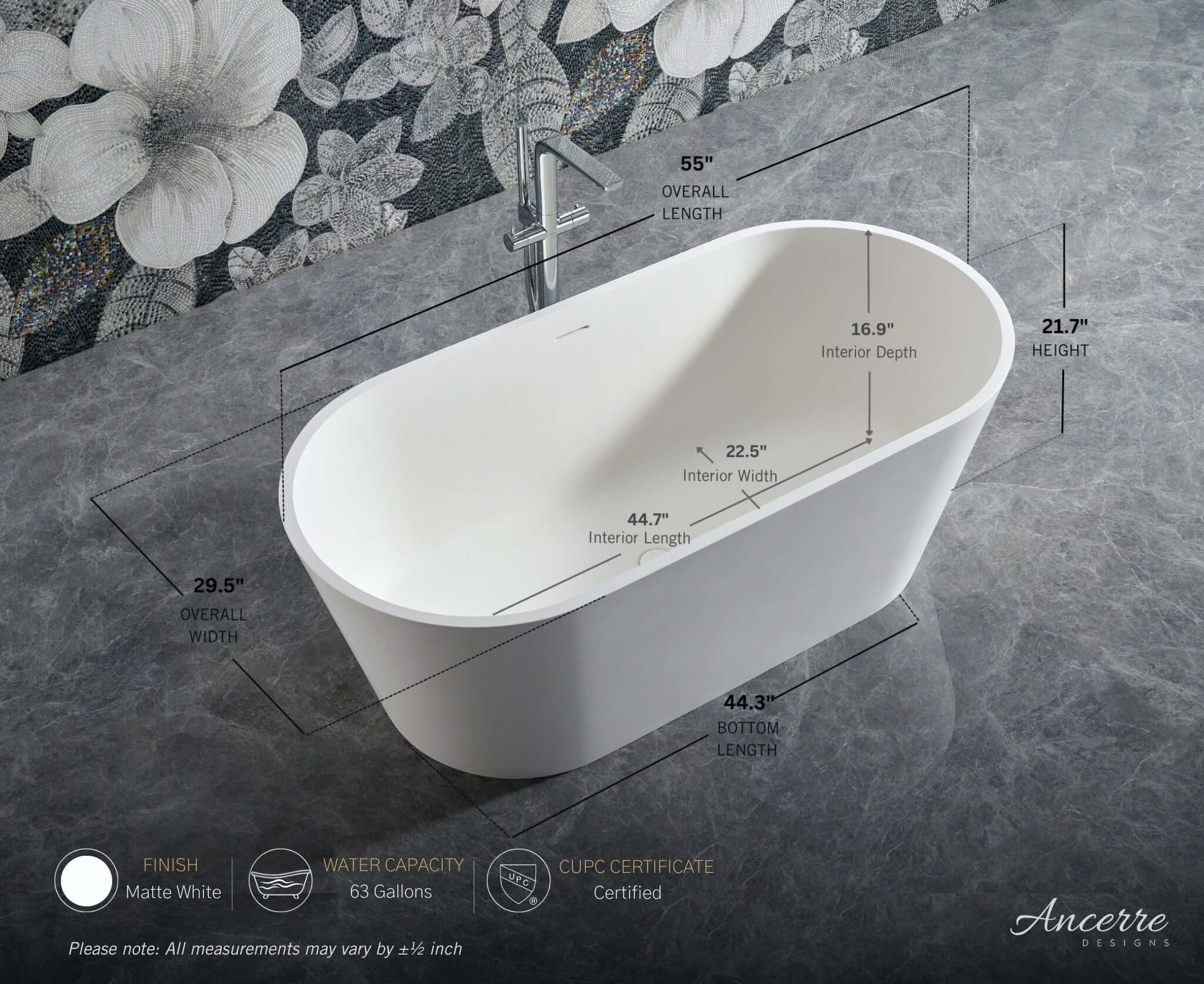 Tranquil Freestanding Solid Surface Bathtub