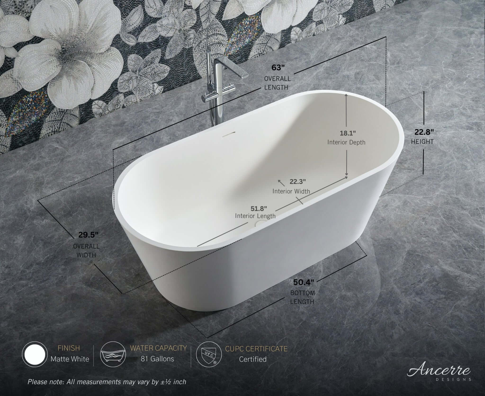 Tranquil Freestanding Solid Surface Bathtub
