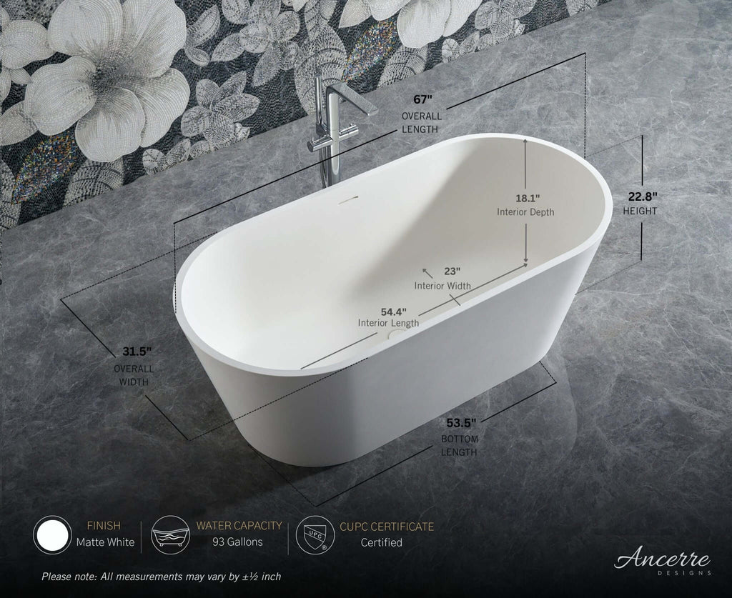 Tranquil Freestanding Solid Surface Bathtub