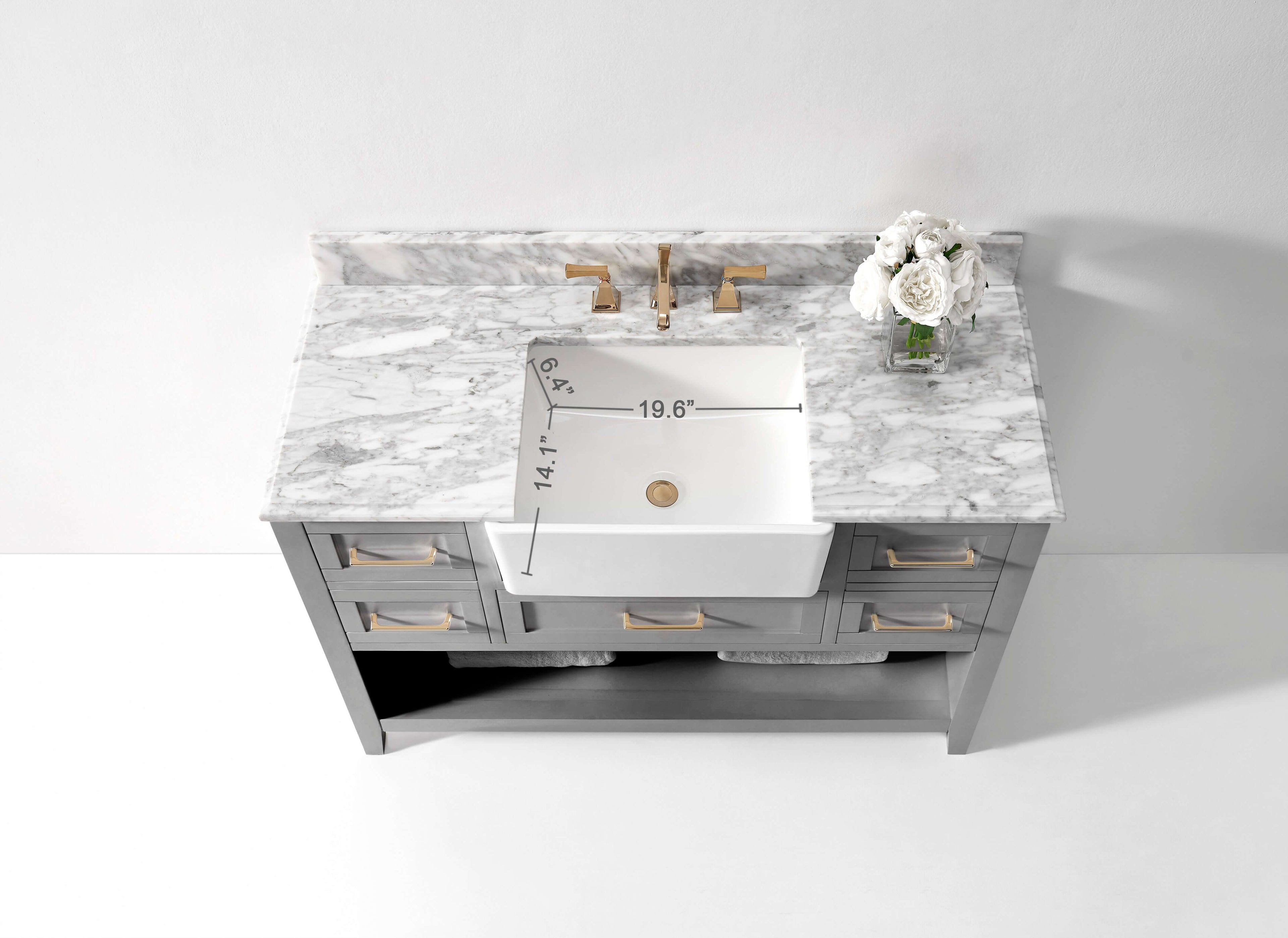 Hayley Bathroom Vanity with Sink and Carrara White Marble Top Cabinet Set