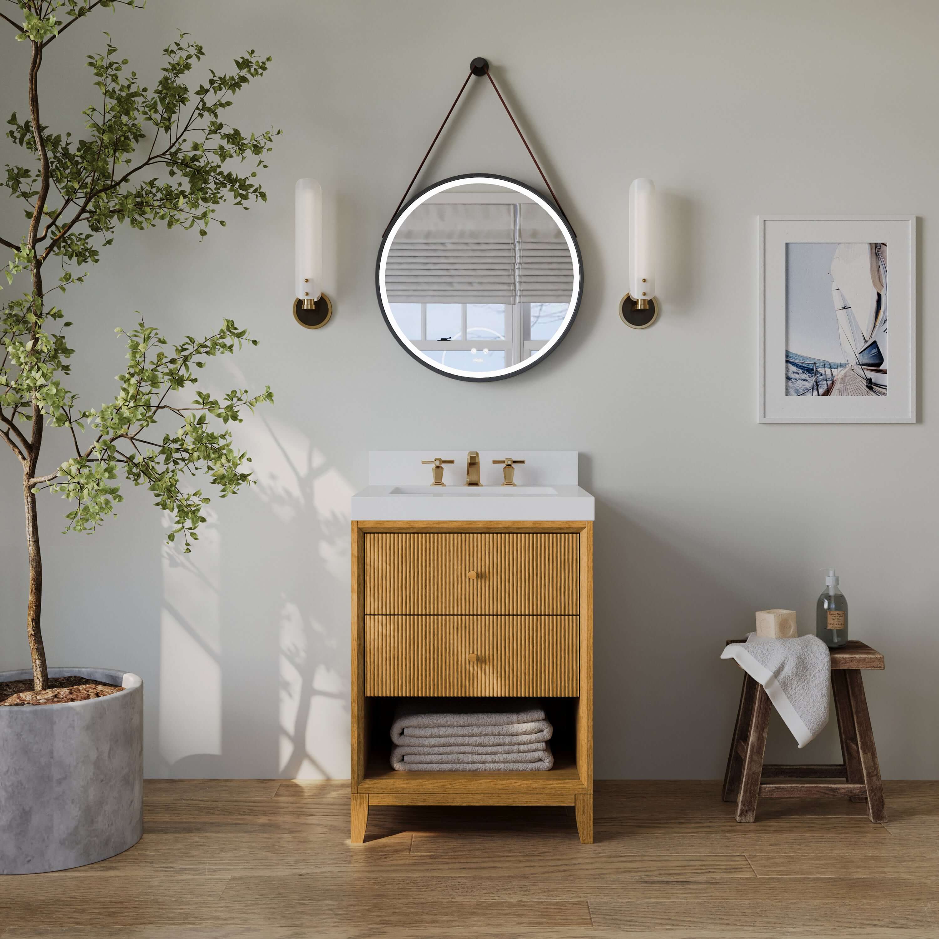 Momo Bathroom Vanity Collection in Sienna Finish