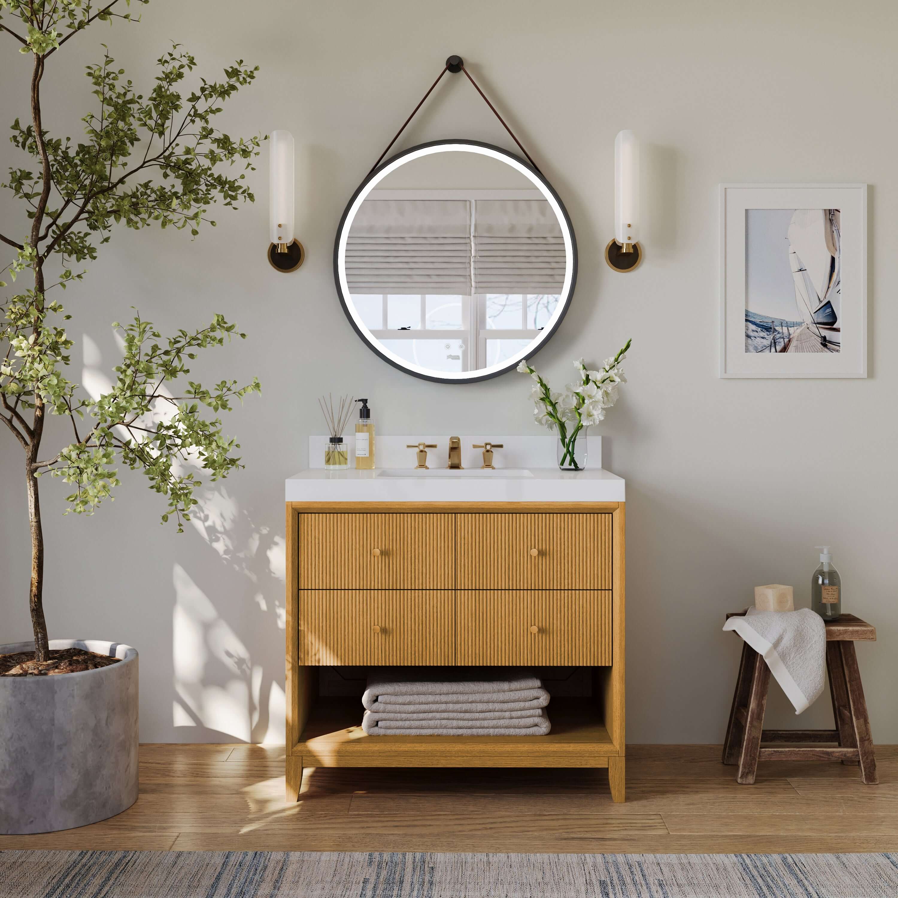 Momo Bathroom Vanity Collection in Sienna Finish
