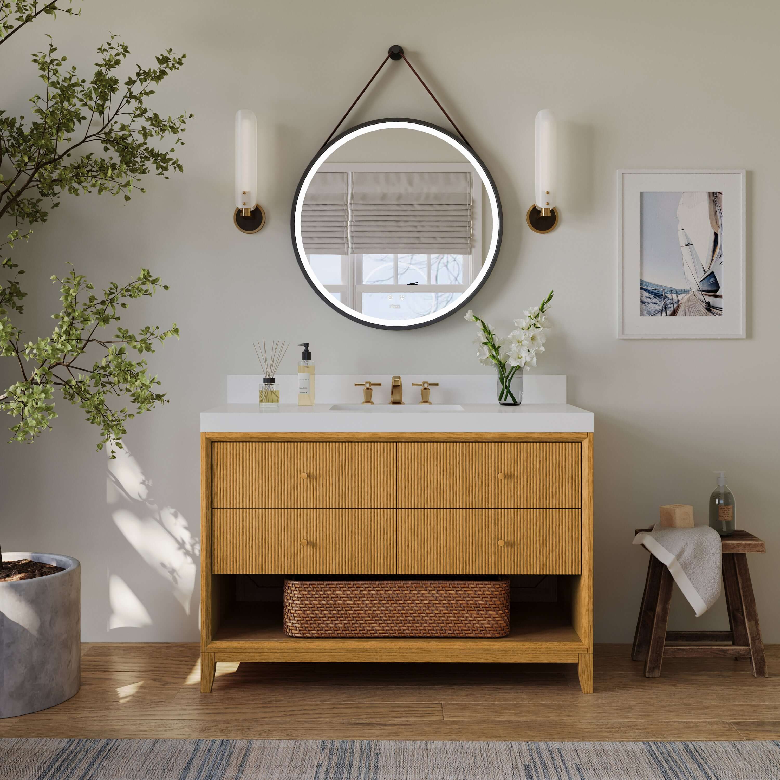 Momo Bathroom Vanity Collection in Sienna Finish