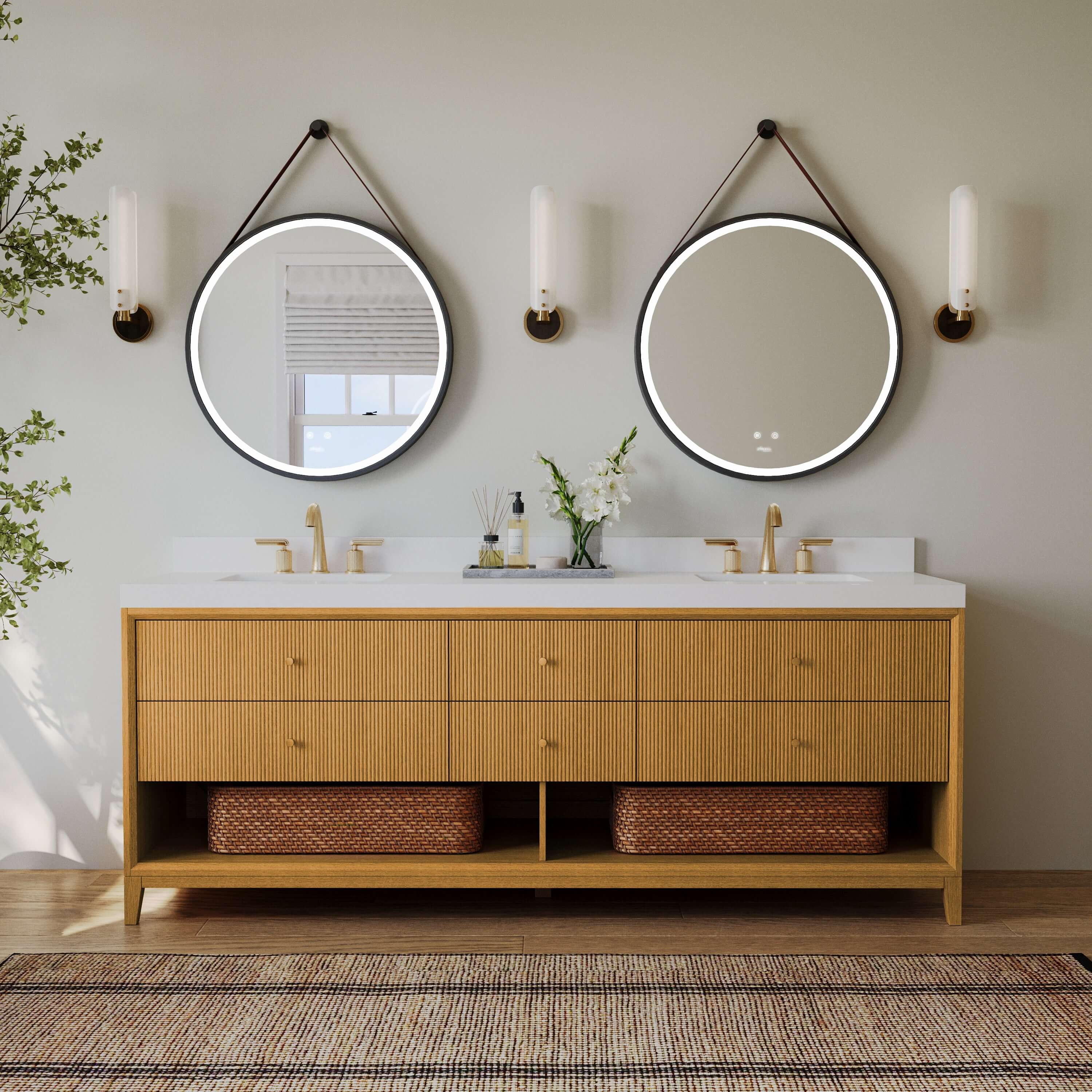 Momo Bathroom Vanity Collection in Sienna Finish