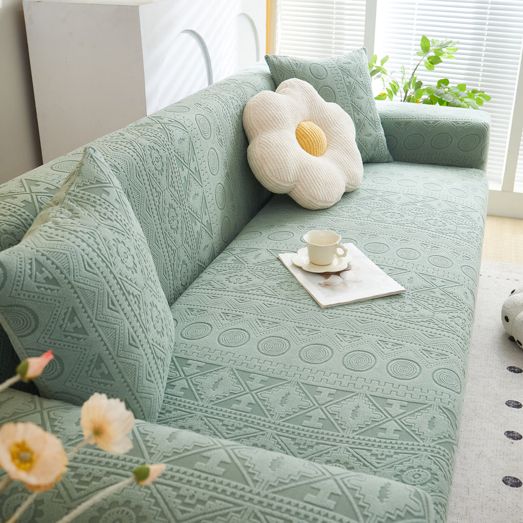 Embossed Geometric Elastic Sofa Cover Boho Stylish Decorative Furniture Covers