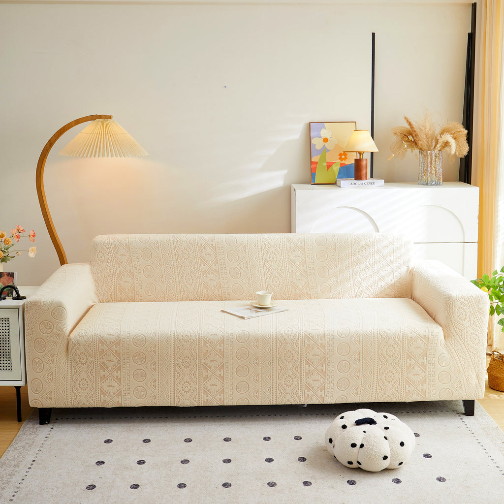 Embossed Geometric Elastic Sofa Cover Boho Stylish Decorative Furniture Covers