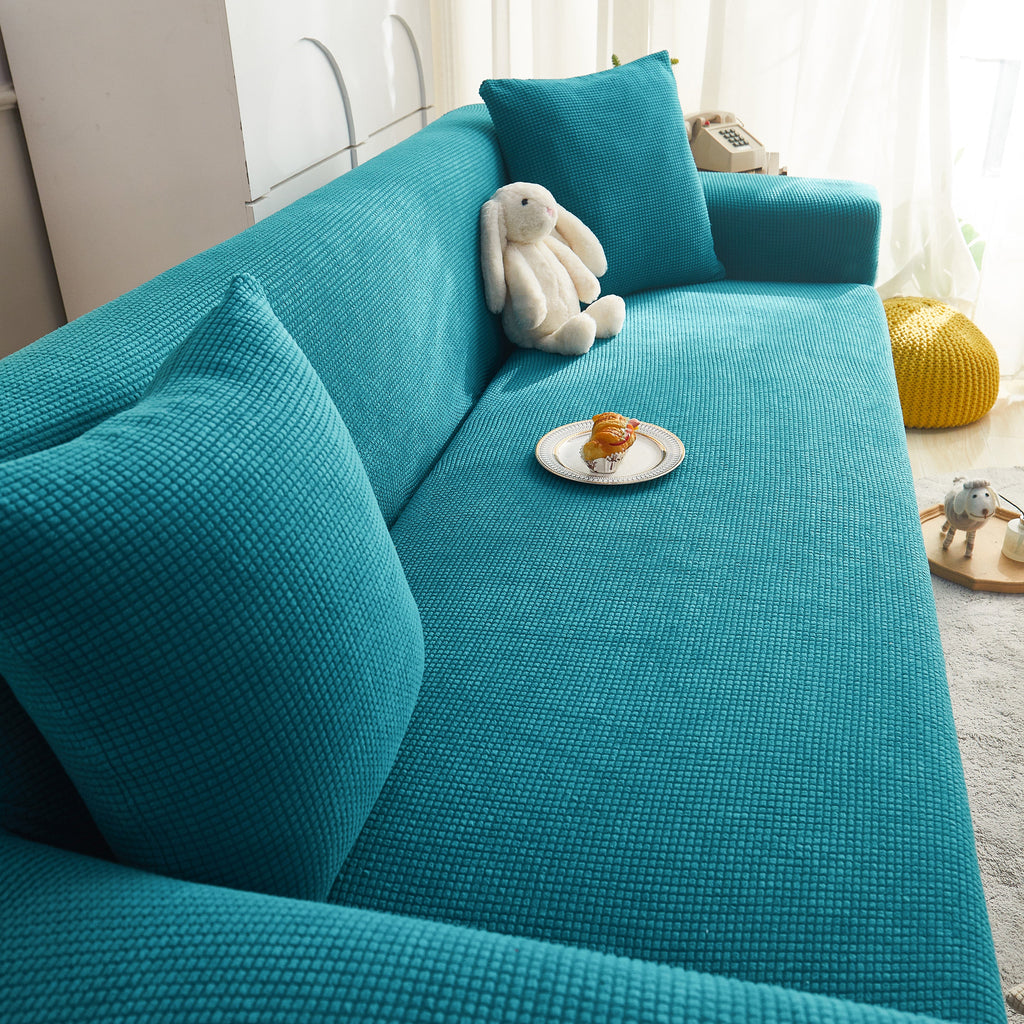 Grid Textured Stretch Sofa Cover, Soft Elastic Slipcover for Couch Protection