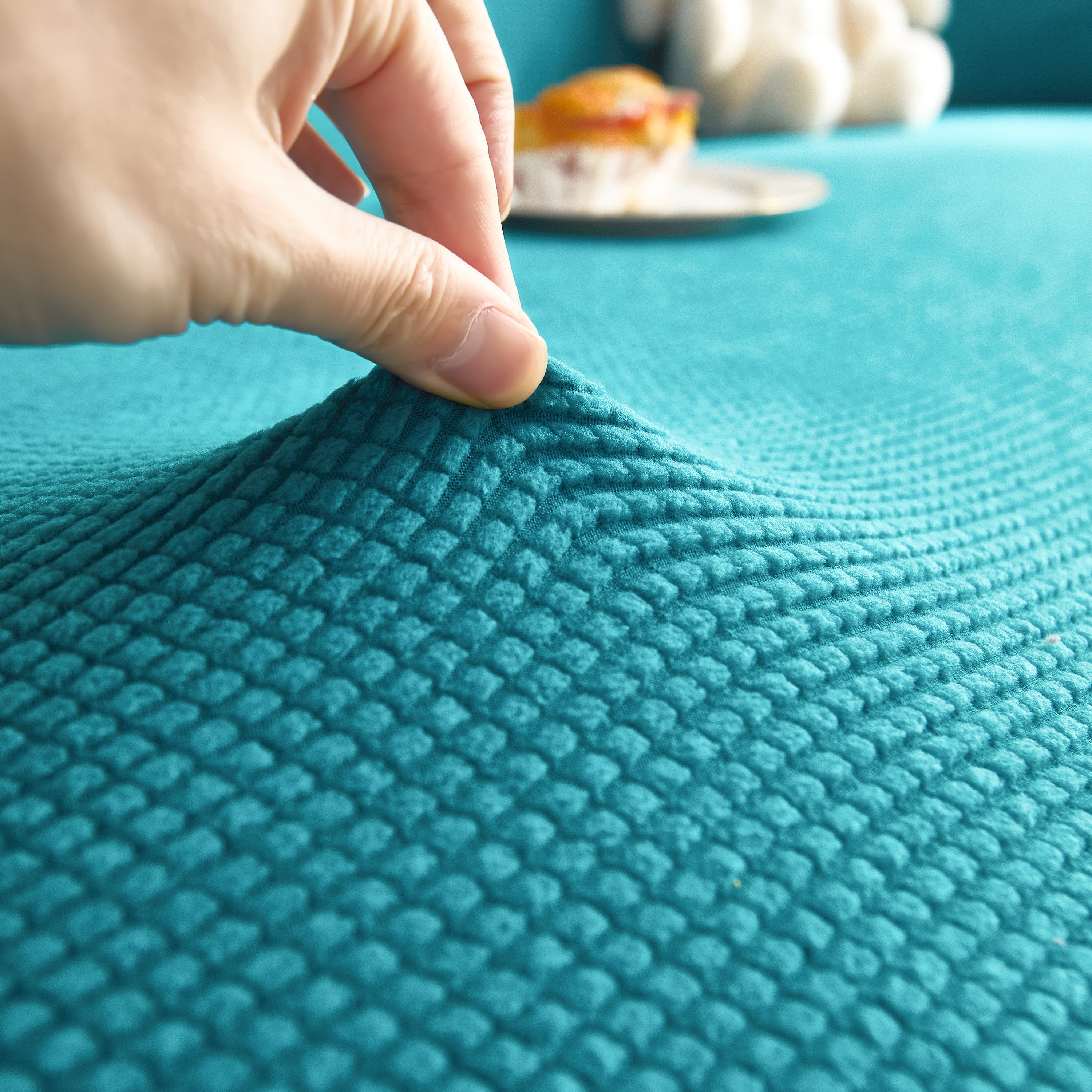 Grid Textured Stretch Sofa Cover, Soft Elastic Slipcover for Couch Protection