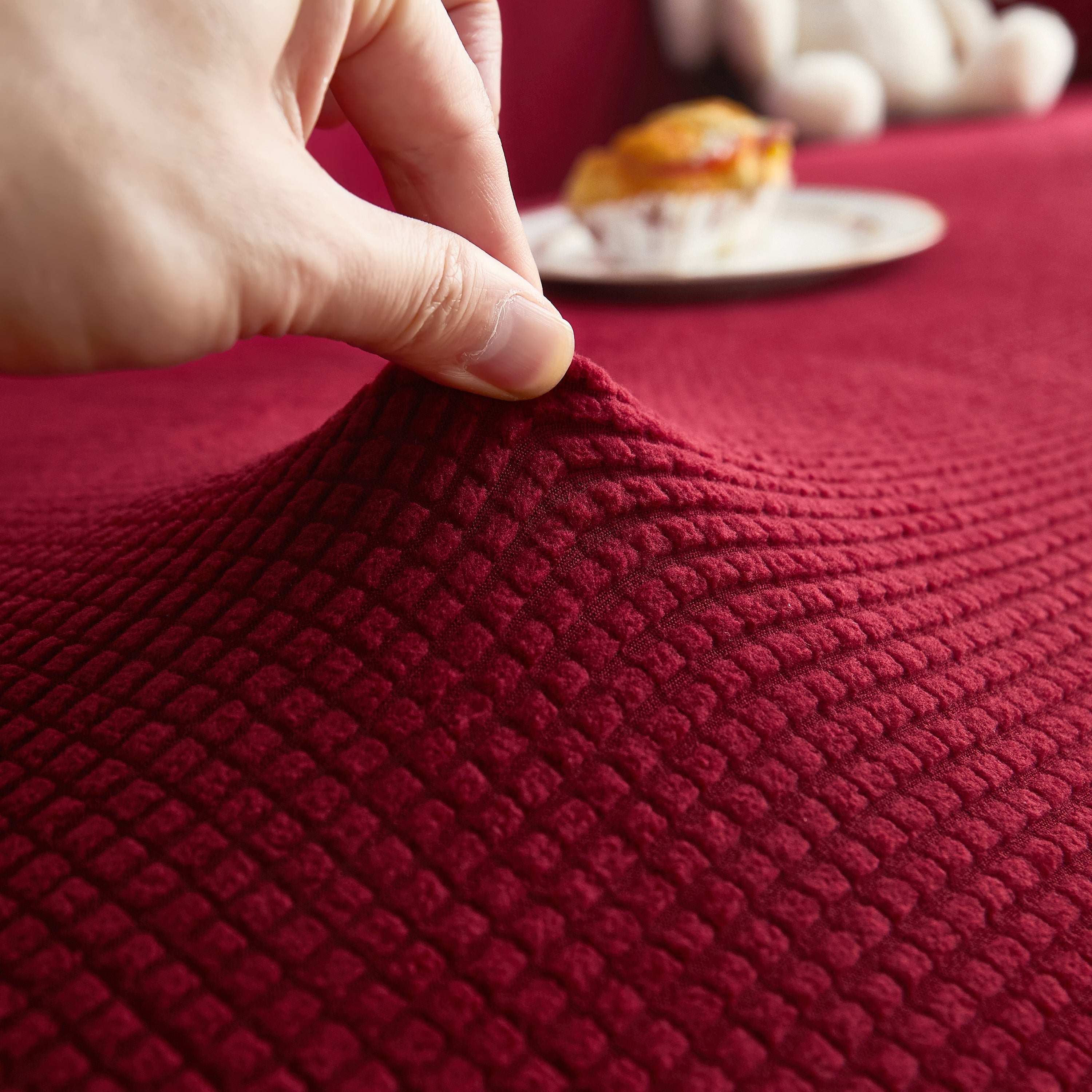 Grid Textured Stretch Sofa Cover, Soft Elastic Slipcover for Couch Protection