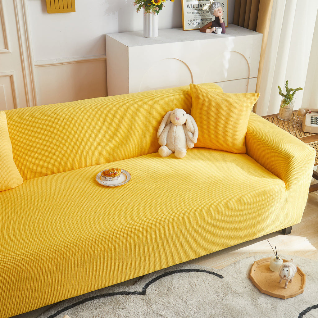 Grid Textured Stretch Sofa Cover, Soft Elastic Slipcover for Couch Protection