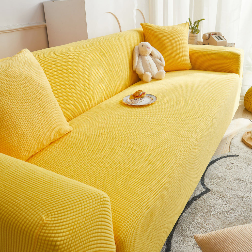 Grid Textured Stretch Sofa Cover, Soft Elastic Slipcover for Couch Protection