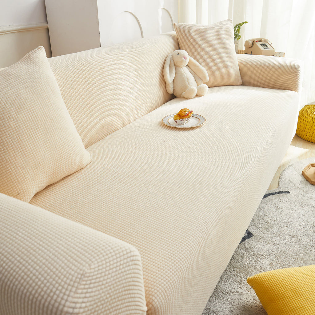Grid Textured Stretch Sofa Cover, Soft Elastic Slipcover for Couch Protection