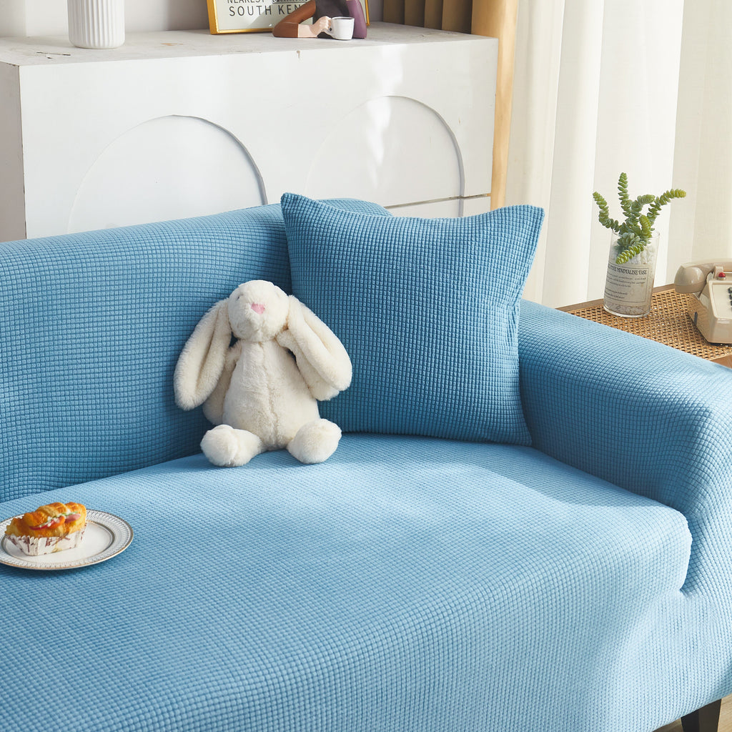 Grid Textured Stretch Sofa Cover, Soft Elastic Slipcover for Couch Protection