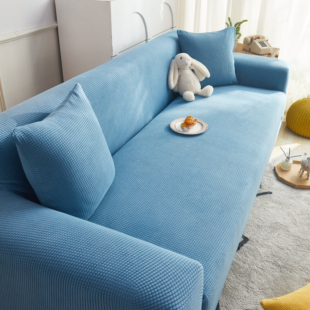 Grid Textured Stretch Sofa Cover, Soft Elastic Slipcover for Couch Protection