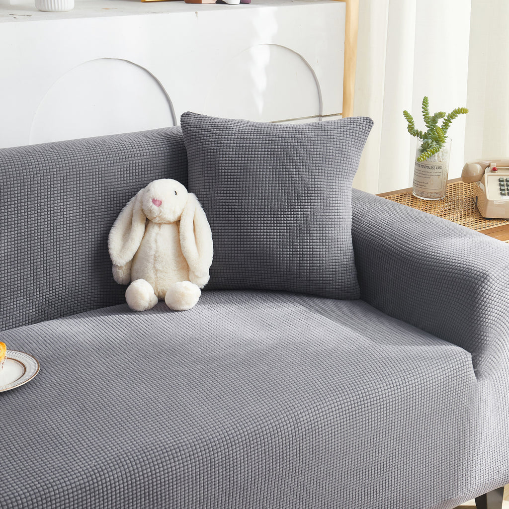 Grid Textured Stretch Sofa Cover, Soft Elastic Slipcover for Couch Protection