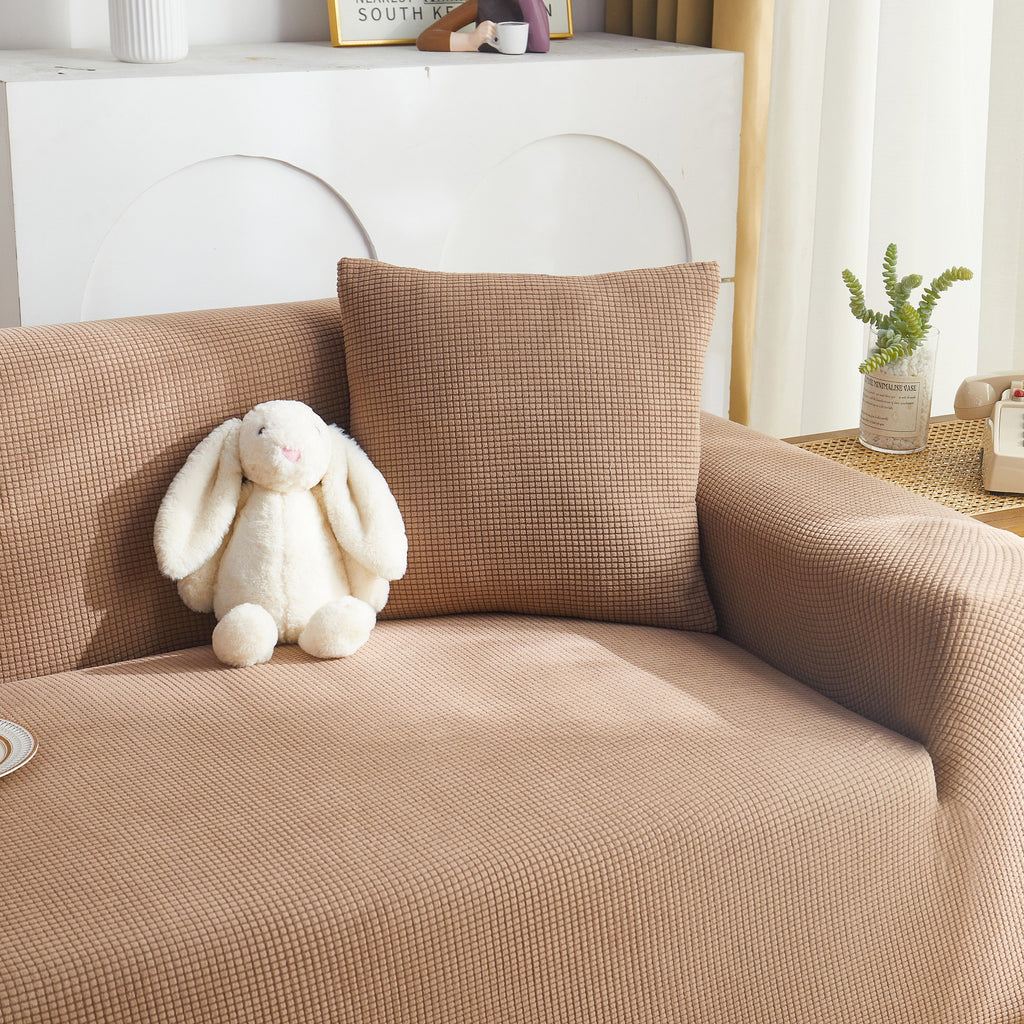 Grid Textured Stretch Sofa Cover, Soft Elastic Slipcover for Couch Protection