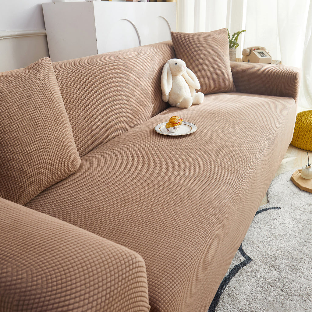 Grid Textured Stretch Sofa Cover, Soft Elastic Slipcover for Couch Protection