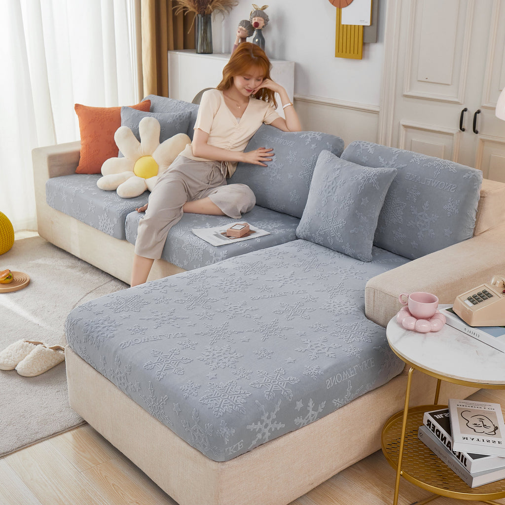 Jacquard Fabric Couch Cushion Covers, Elastic Stretch Sofa Protector for L-Shaped Couches and Pet-Friendly Living Rooms