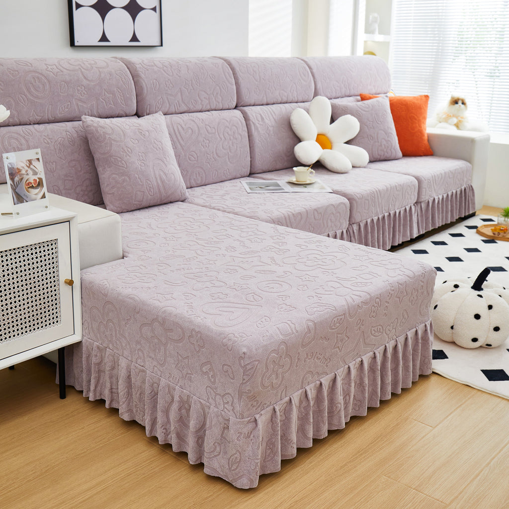 Elastic Skirted Couch Cushion Covers for 1/2/3/4-Seater Sofas, Furniture Protector for Pets, Kids