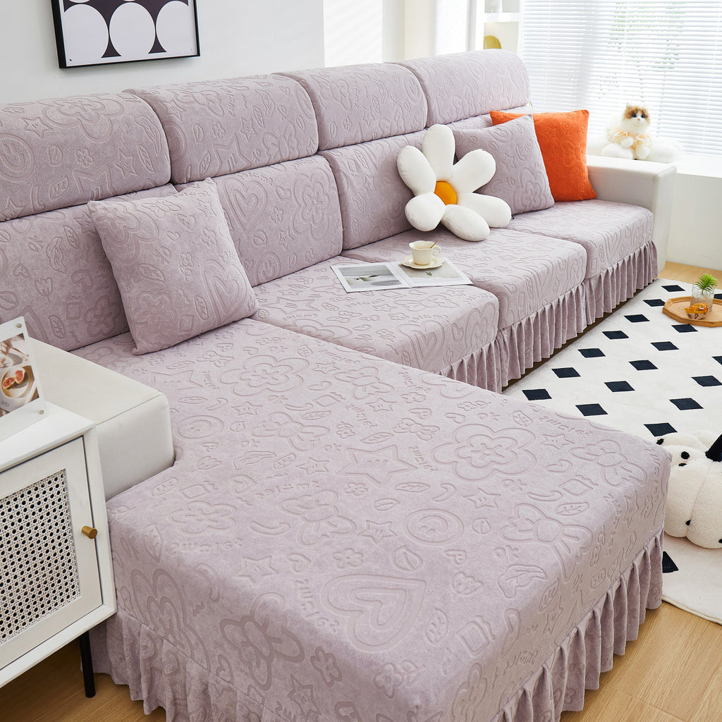 Elastic Skirted Couch Cushion Covers for 1/2/3/4-Seater Sofas, Furniture Protector for Pets, Kids