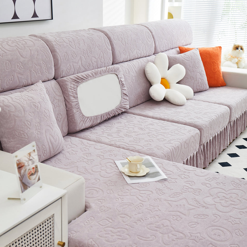 Elastic Skirted Couch Cushion Covers for 1/2/3/4-Seater Sofas, Furniture Protector for Pets, Kids